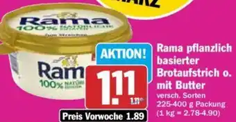 Hit Rama pflanzlich basierter Brotaufstrich oder mit Butter 225-400 g Packung Angebot