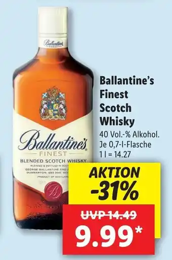 Lidl Ballantine's Finest Scotch Whisky 0,7L Angebot