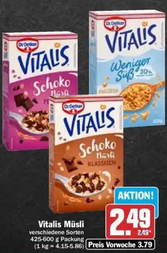 Hit Vitalis Müsli 425-600 g Packung Angebot