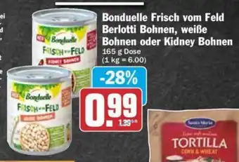 Hit Bonduelle Frisch vom Feld Berlotti Bohnen, weiẞe Bohnen oder Kidney Bohnen 165 g Dose Angebot