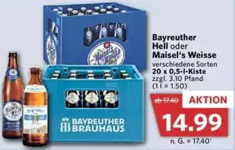 Combi Bayreuther Hell oder Maisel's Weisse 20 x 0,5 l Kiste Angebot