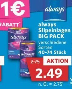 Combi always Slipeinlagen Big Pack Angebot