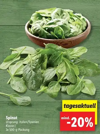 Lidl Spinat 500g Angebot