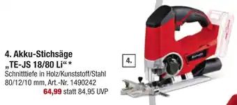 toom Baumarkt Einhell Akku Stichsäge TE-JS 18/80 Li Angebot