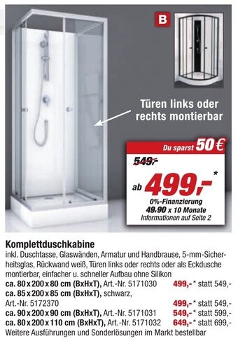 toom Baumarkt Komplettduschkabine Angebot