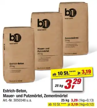 toom Baumarkt b1 Estrich Beton, Mauer und Putzmörtel, Zementmörtel 25 kg Angebot