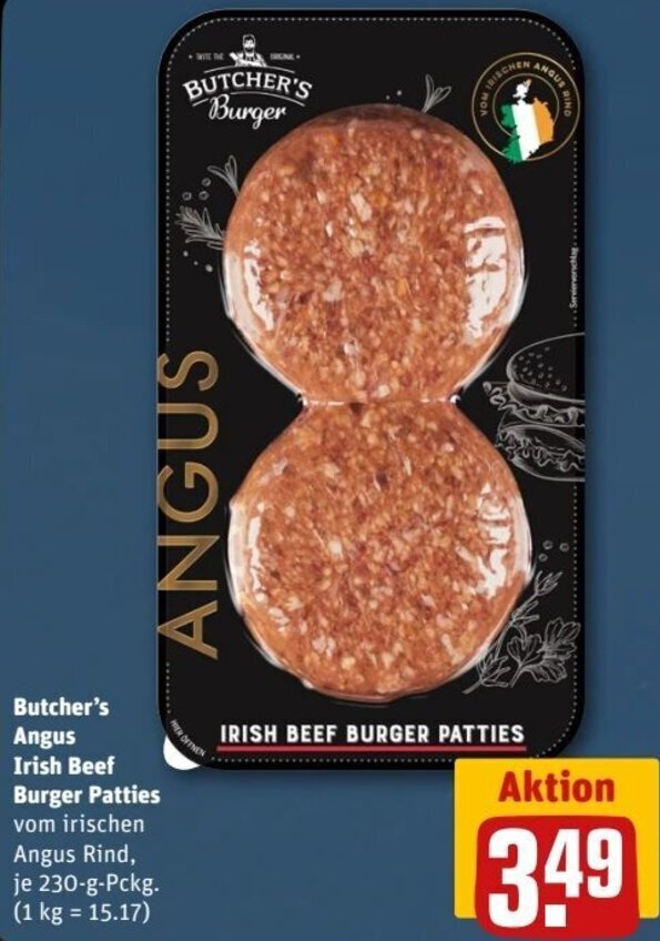 Butcher's Angus Irish Beef Burger Patties 230 g Pckg. Angebot bei REWE Center
