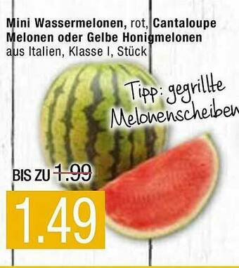 Marktkauf Mini Wassermelonen, Cantaloupe Melonen Oder Gelbe Honigmelonen Angebot