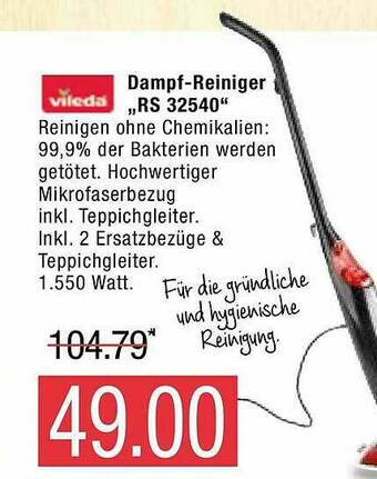 Marktkauf Vileda Dampf-reiniger „rs 32540” Angebot