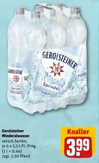 REWE Center Gerolsteiner Mineralwasser 6x1,5 L-Fl. Pckg. Angebot