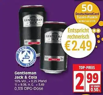 Edeka Gentleman jack & cola Angebot