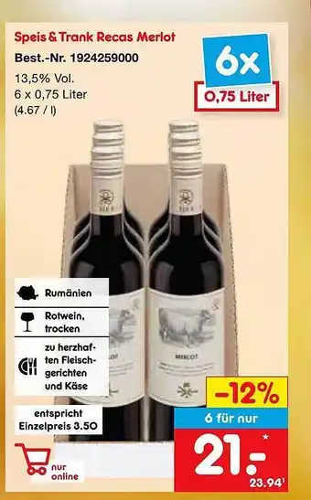 Netto Marken-Discount Speis & trank recas merlot Angebot