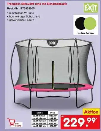 Netto Marken-Discount Trampolin silhouette rund mit sicherheitsnetz Angebot