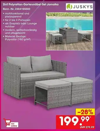 Netto Marken-Discount 2in1 polyrattan-gartenmöbel-set jamaika juskys Angebot