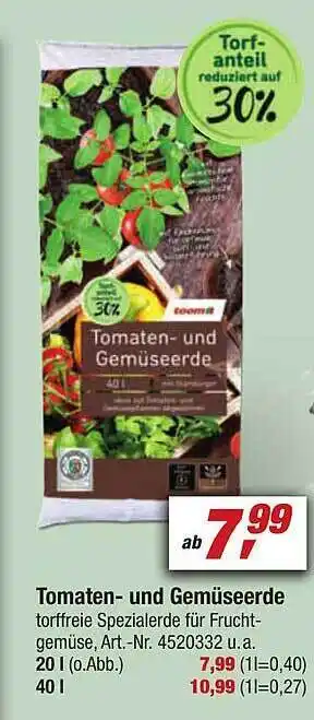 toom Baumarkt Tomaten- und gemüseerde Angebot