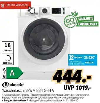 MEDIMAX Bauknecht Waschmaschine WM Elite 8FH A Angebot