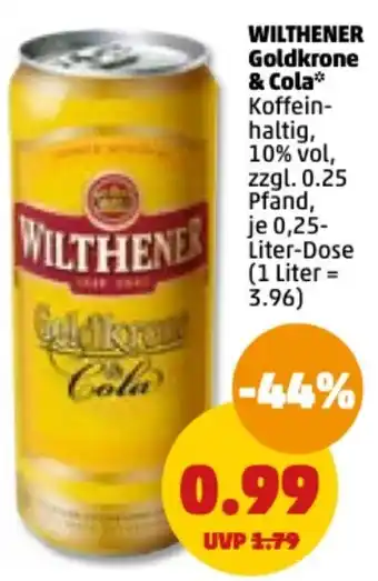 PENNY Wilthener Goldkrone & Cola 0,25 Liter Dose Angebot