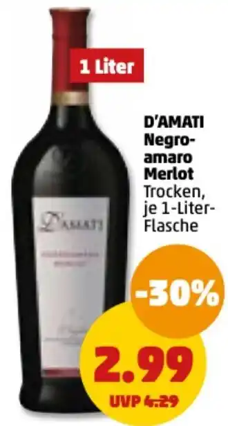 PENNY D'Amati Negroamaro Merlot 1 Liter Flasche Angebot