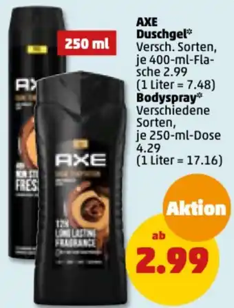 PENNY Axe Duschgel 400 ml oder Bodyspray 250 ml Dose Angebot