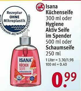 Rossmann Isana Kücheneseife Oder Hygiene Aktiv Seife Im Spender Oder Schaumseife Angebot