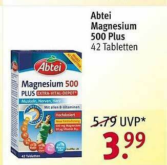 Rossmann Abtei Magnesium 500 Plus Angebot