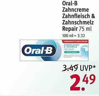 Rossmann Oral-b Zahncreme Zahnfleisch & Zahnschmelz Repair Angebot