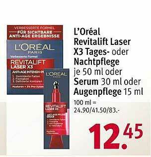 Rossmann L'oréal Revitalift Lasere X3 Tages- Oder Nachtpflege Oder Serum Oder Augenpflege Angebot