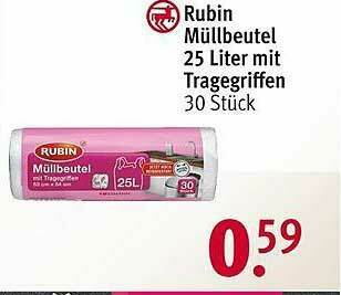 Rossmann Rubin Müllbeutel 25 Liter Mit Tragegriffen Angebot