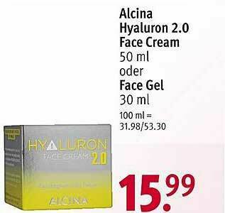 Rossmann Alcina Hyaluron 2.0 Face Cream Oder Gel Angebot