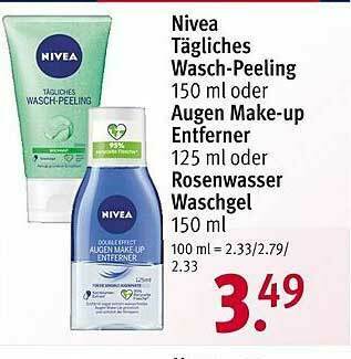 Rossmann Nivea Tägliches Wasch-peeling Oder Augen Make-up Entferner Oder Rosenwasser Waschgel Angebot