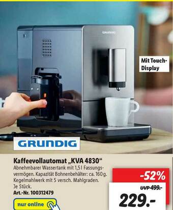 Lidl Grundig Kaffeevollautomat Kva4830 Angebot