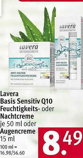 Rossmann Lavera Basis Sensitiv Q10 Feuchtigkeits- Oder Nachtcreme Oder Augencreme Angebot