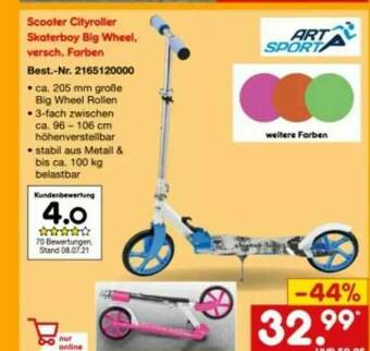 Netto Marken-Discount Art Sport Scooter Cityroller Skaterboy Big Wheel Angebot