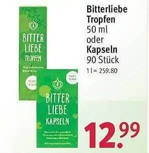 Rossmann Bitterliebe tropfen oder kapseln Angebot