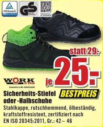 B1 Discount Baumarkt Work 2 Do Sicherheits Stiefel oder Halbschuhe Angebot