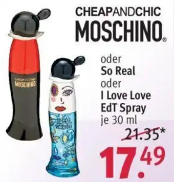 Rossmann Cheapandchic Moschino oder So Real oder I Love Love EdT Spray 30 ml Angebot