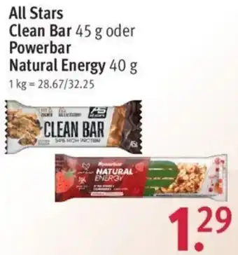 Rossmann All Stars Clean Bar 45 g oder Powerbar Natural Energy 40 g Angebot