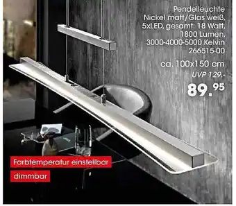 Möbel Martin Pendelleuchte nickel matt oder glas weiß Angebot