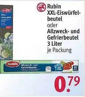 Rossmann Rubin xxl-eiswürfelbeutel oder allzweck- und gefrierbeutel Angebot