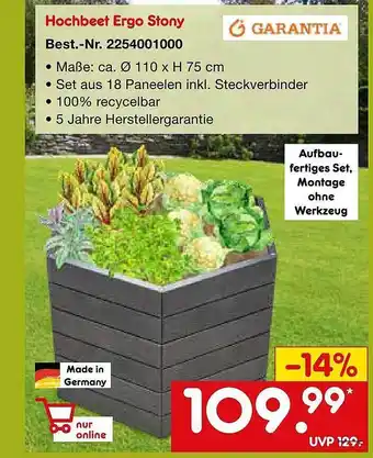 Netto Marken-Discount Garantia hochbeet ergo stony Angebot