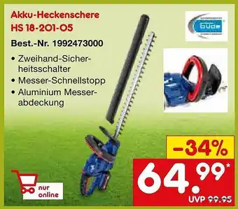 Netto Marken-Discount Güde akku-heckenschere hs 18-201-05 Angebot