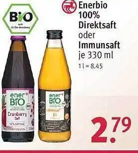 Rossmann Enerbio 100% direktsaft oder immunsaft Angebot