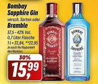 Simmel Bombay sapphire gin oder bramble Angebot