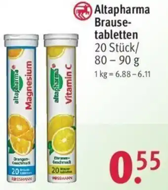 Rossmann Altapharma Brausetabletten 20 Stück/80-90 g Angebot