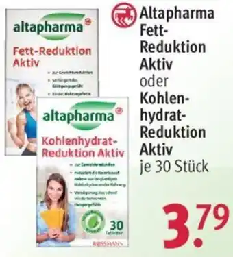 Rossmann Altapharma Fett Reduktion Aktiv oder Kohlenhydrat Reduktion Aktiv 30 Stück Angebot