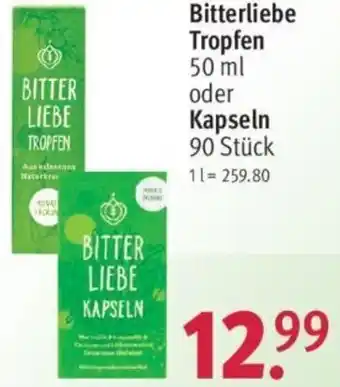 Rossmann Bitterliebe Tropfen 50 ml oder Kapseln 90 Stück Angebot