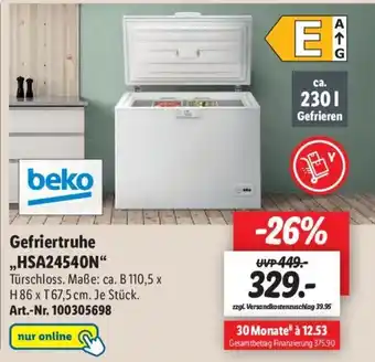 Lidl beko Gefriertruhe HSA24540N Angebot