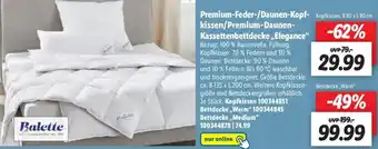 Lidl Balette Premium Feder/Daunen Kopfkissen/Premium Daunen Kassettenbettdecke Elegance Angebot