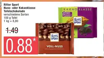 Marktkauf Ritter sport nuss- oder kakaoklasse tafelschokolade Angebot