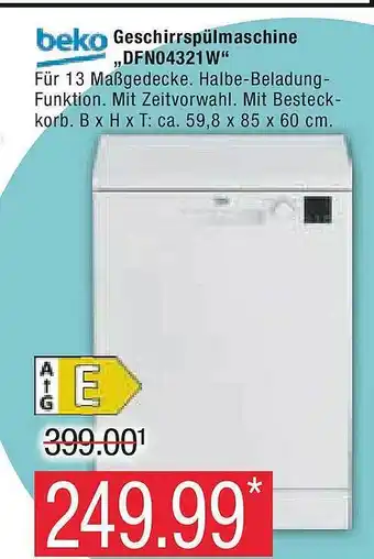 Marktkauf Beko geschirrspülmaschine „dfn04321 w“ Angebot